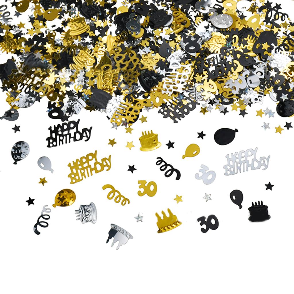 Black and Gold Confetti Birthday Party Confetti Table Decoration 18/20/30/40/50/60/70th Anniversary Party Decoration
