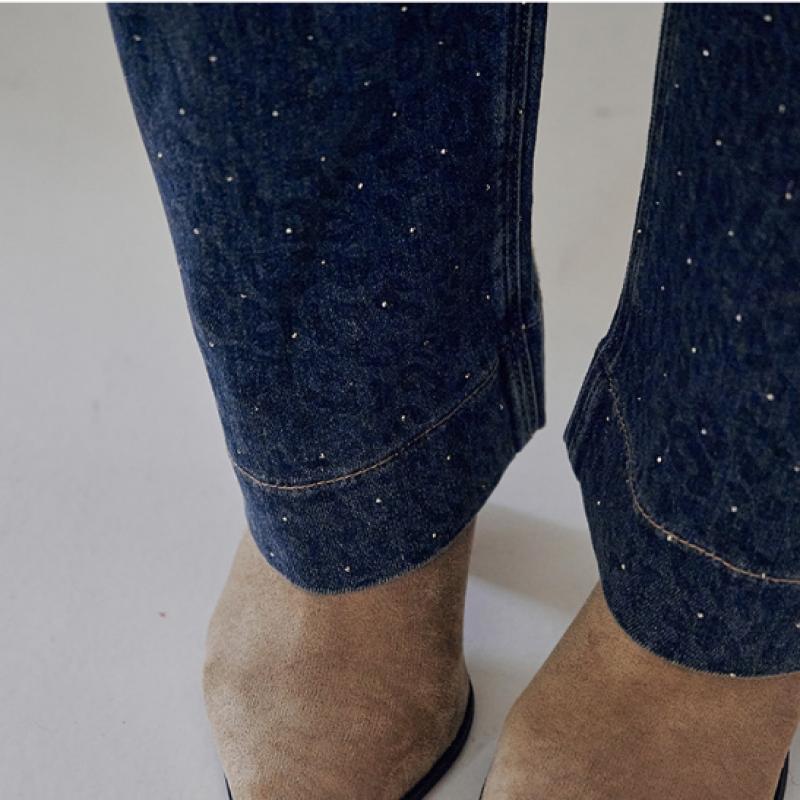 Maxza Cubic Leopard Wide Dark Blue Denim Pants Ze03ql003na