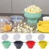 Silicone Microwave Popcorn Bowl with Lid Large Capacity Food Grade BPA Free Heat-Resistant Foldable Popcorn Maker Bucket Bowl