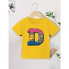 European Size Boys Round Neck Short Sleeved T Shirt  D Letter Series Pattern