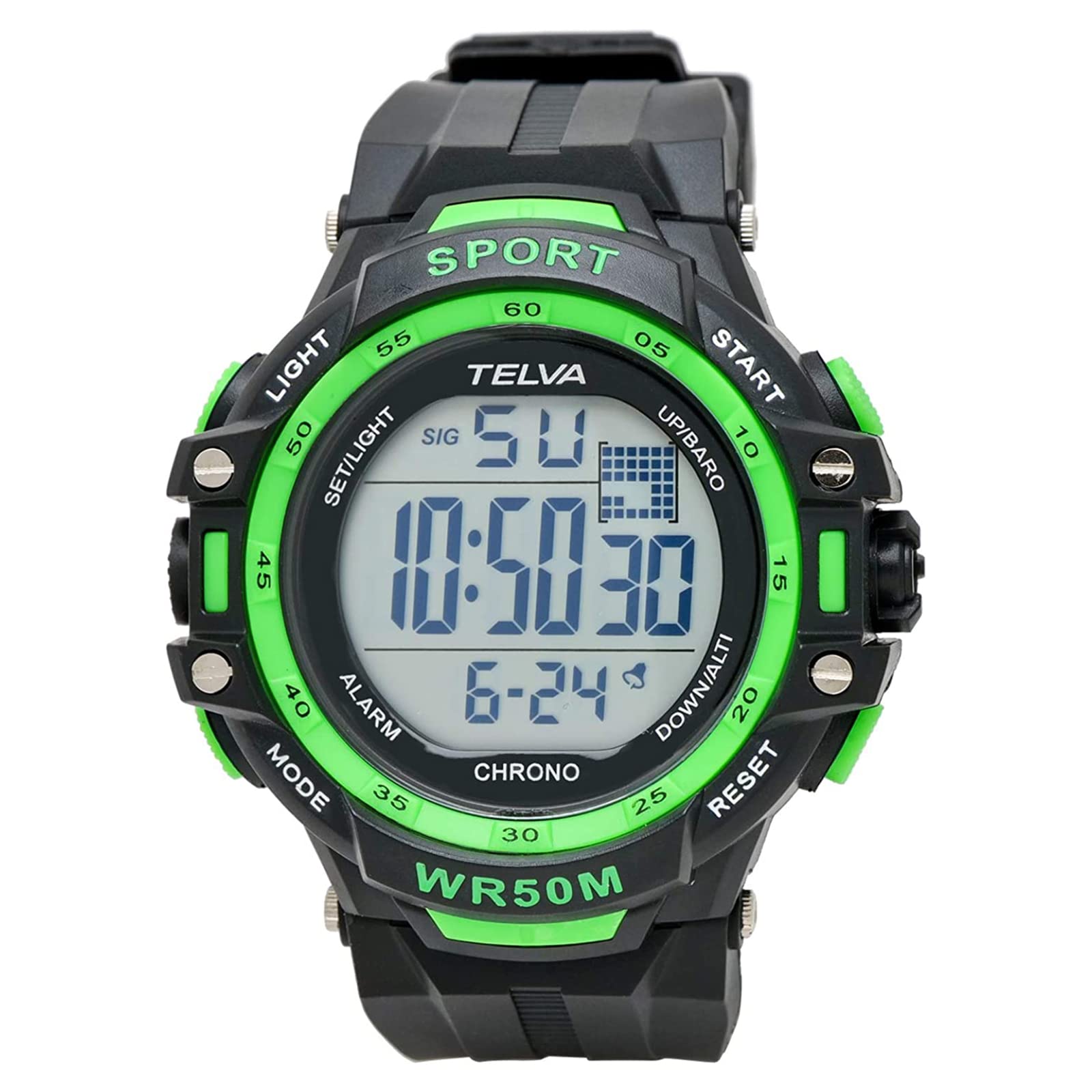 

[Klefa] Digital Men s Watch Waterproof Stopwatch Urethane Belt Black TE-D281-GN