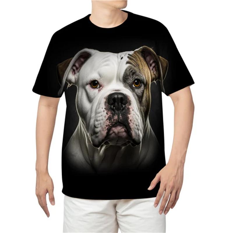 

3D Printed Pet Bulldog Animal Print T Shirt For Men Y2k Fashion Fun American Bully XXS