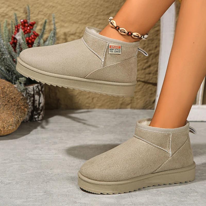 Damen Schneestiefel für feste Plateauschuhe Kunstveloursstiefel Herbst Winter Warme Schuhe Boots Große Größe 44 Slipper Baumwollschuhe