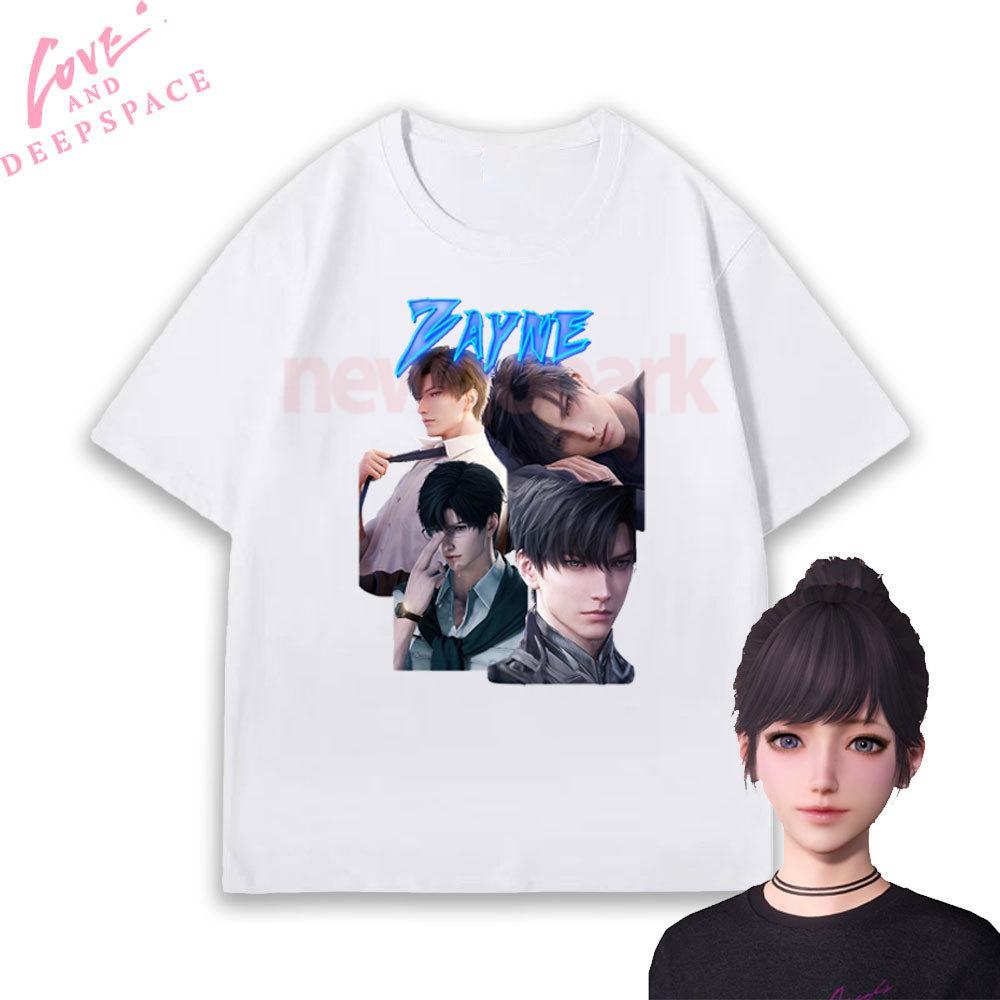 Zayne Love and Deepspace Otome Game Tshirt Woman Man Couple Girlfriend Cartoon Anime Cotton Graphic T Shirts Oneck Shortsleev
