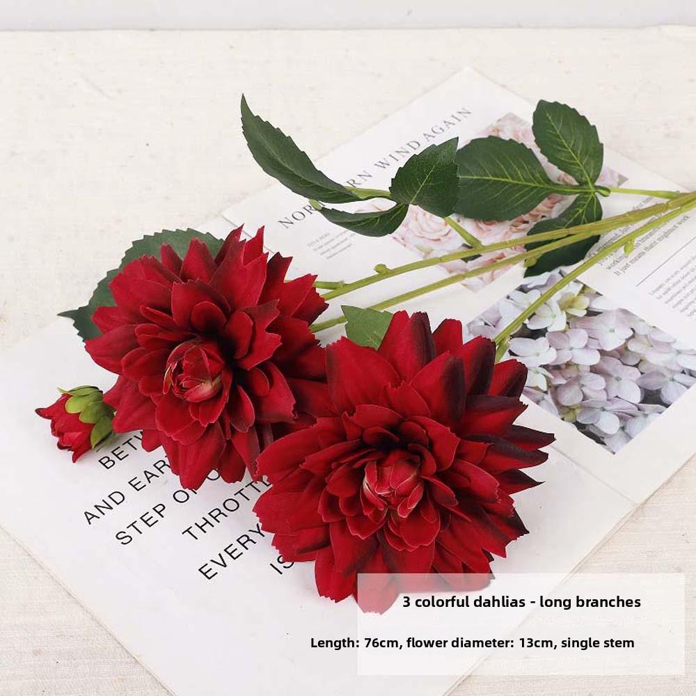 Handmade Artificial Dahlia Flower Real Touch Fake Flower Faux Dahlia Branch  Home Living Room Decor