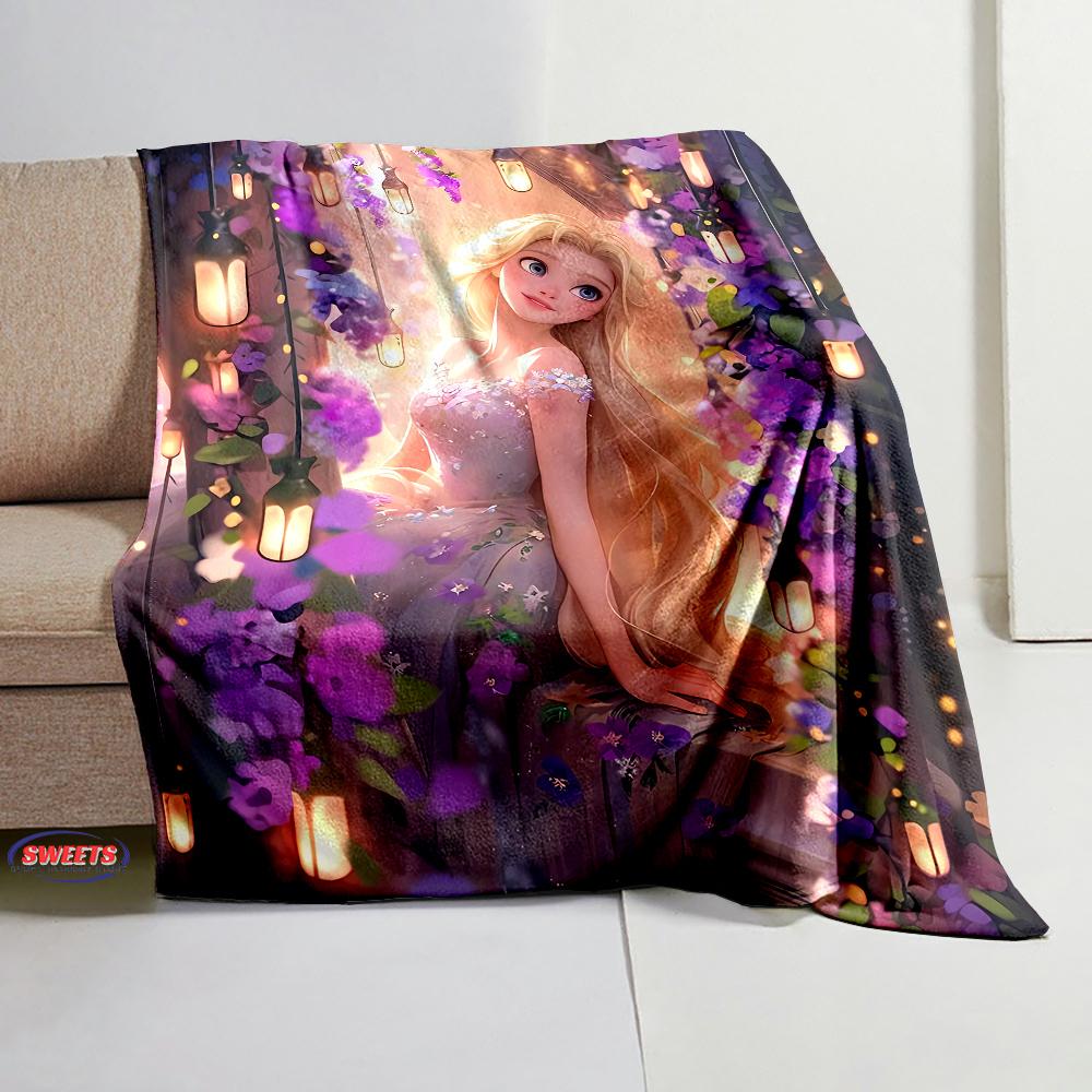 3D Classic Princess Rapunzel Cartoon Flannel Blanket for Bed Bedroom Sofa Picnic, Blanket for Cover Outdoor Leisure Nap Gifts