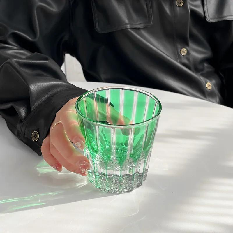 200ml Star Diamond Cut Rock Cup Whisky Cups Household Water Cup Minimalist Style Glass for Bar Party Colored Crystal Glass Cup