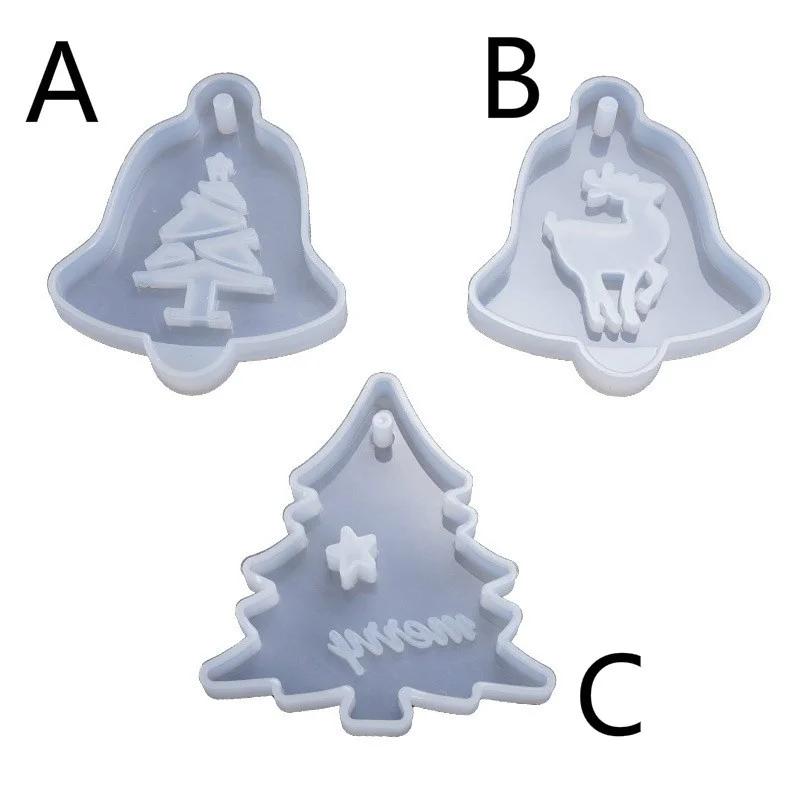 1PCS DIY Crystal Epoxy silicone mould Christmas Tree Elk Pendant Bag Ornament Decoration Silicone Mold