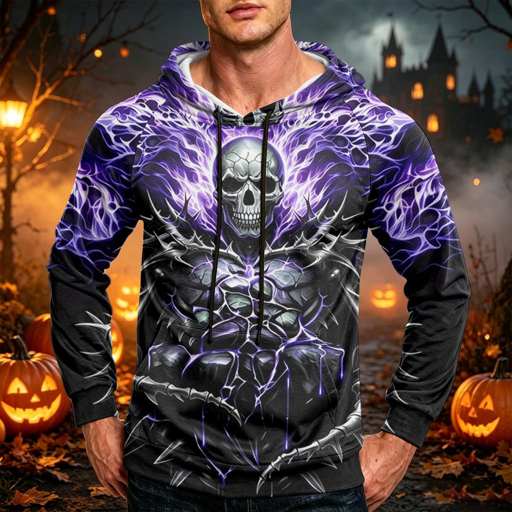 Men's Color Loose Fit Hoodie with Pocket and Drawstring for Casual Everyday Wear