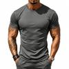Men Breathable Quick Dry Elastic Solid Sports Fitness Casual Short Sleeve T Shirt