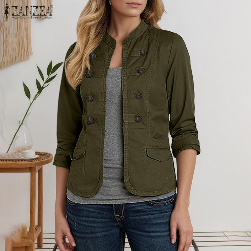 ZANZEA Womens Casual Solid Color Long Sleeve Cardigan Blouse