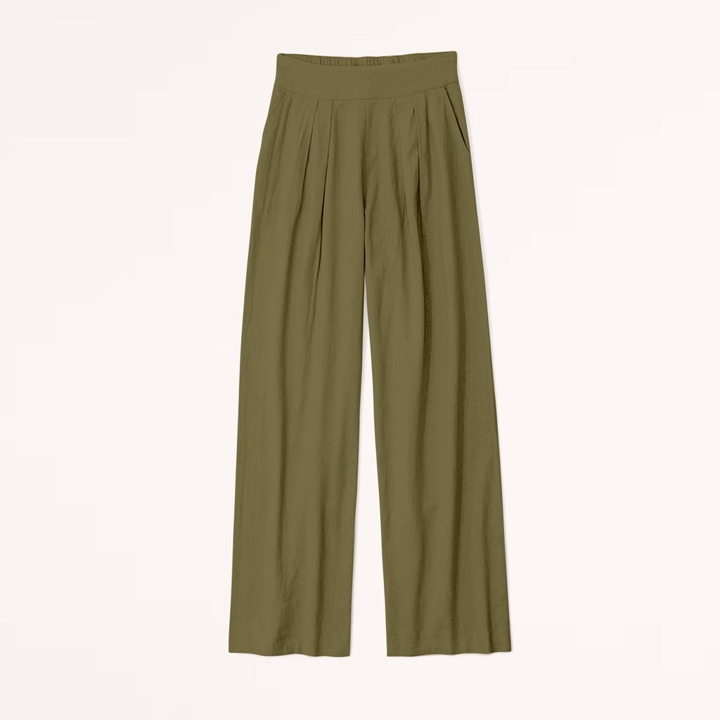 Women'S Summer Linen Blend Ultra Wide-Leg Pant Long Slacks High Waist Trousers Pocket