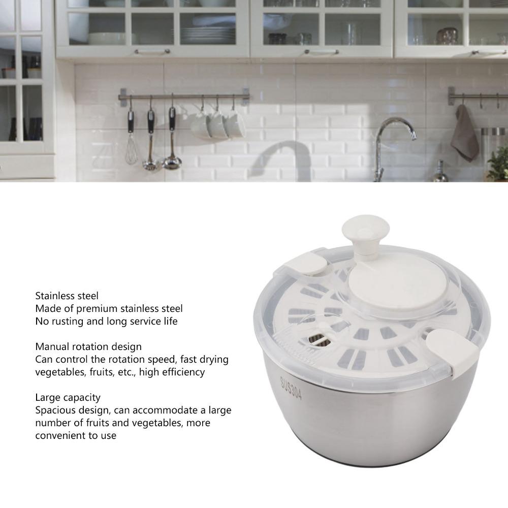 Stainless Steel PP Salad Spinner Large Capacity Lettuce Spinner Convenient Fruit Washer Meal Prep