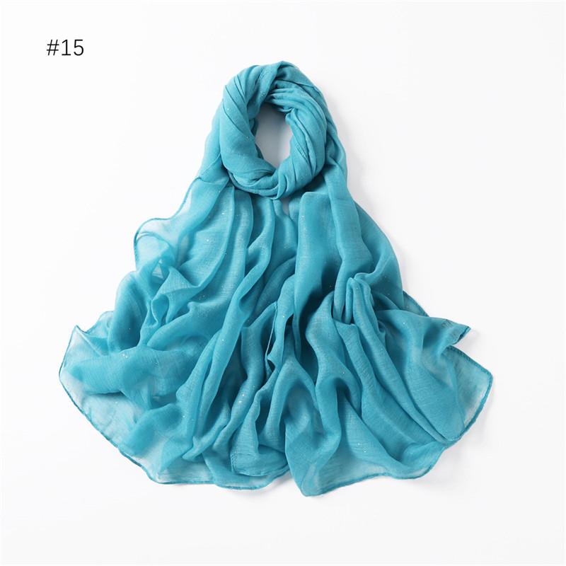 Plain Oversized Shiny Glitter Cotton Viscose Hijab Scarf Lady Solid Shimmer Wraps and Shawls Pashmina Musulman Headband 180*90Cm