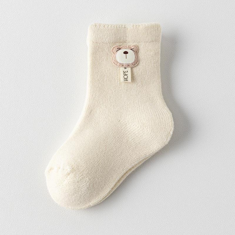 Newborn Infant Combed Cotton Flannel-Lined Mid-Calf Socks (0-3 Years) - Spring/Fall/Winter