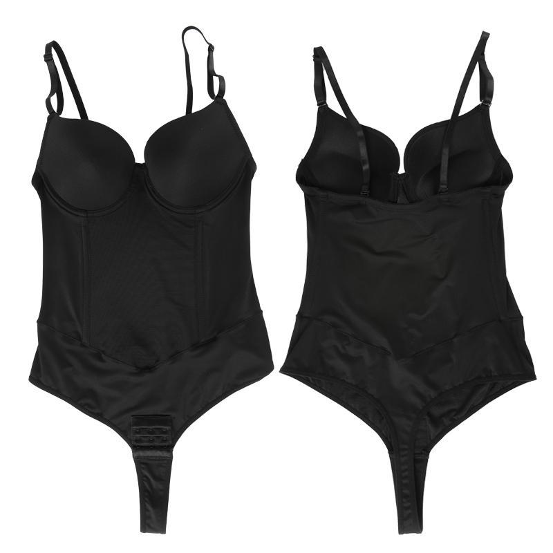 Women Seamless Thong Shapewear Tummy Control Waist Trainer Body Sculpting Shaper Invisible Slimming Underwear with Padded Bra