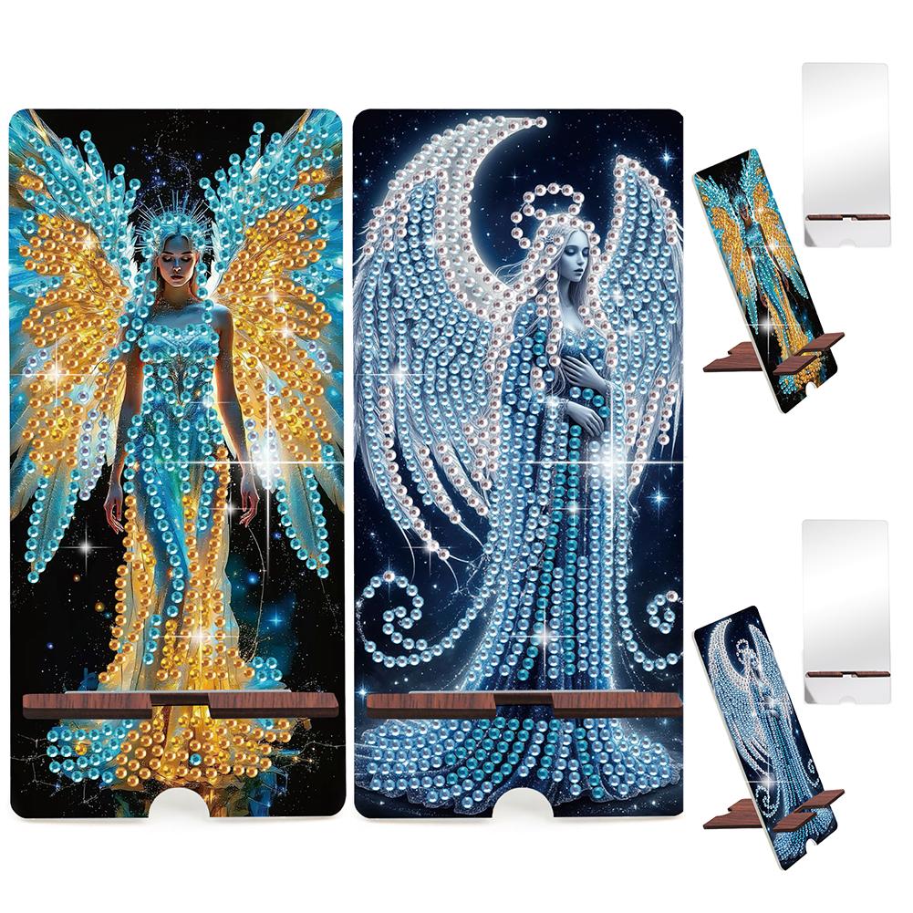 2pcs Acrylic Diamond Art Kits Phone Holder And Mirror 5D Diamond Art Phone Holder for Adults Creative DIY Craft Gift Set