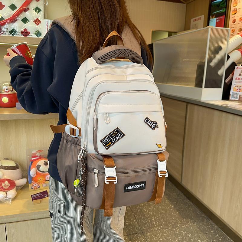 Double shoulder schoolbag Large capacity simple wear-resistant waterproof backpack New ridge protection fashionable backpack