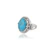 Sterling Silver Turquoise Ring - Vintage Boho Statement Ring for Women with Rope Border Design