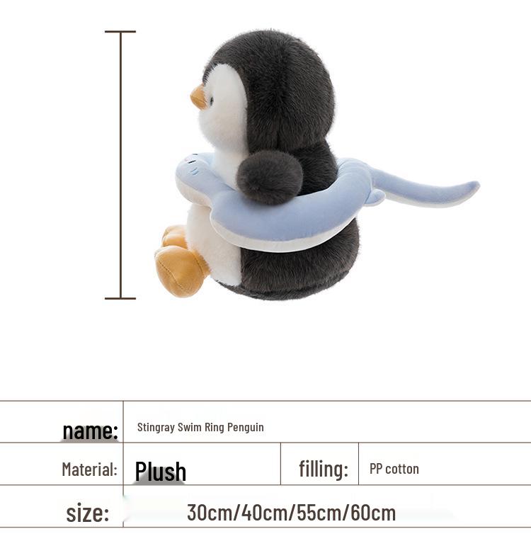 Penguin Plush Toy Cartoon Swim Ring Pillow for Children