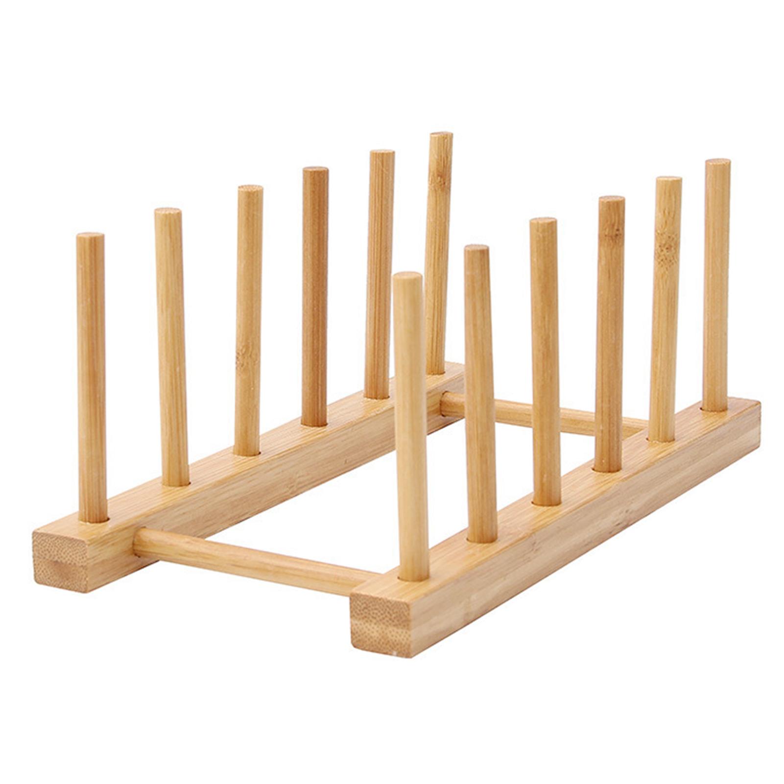 

Bamboo Dish Dying Rack Pot Lid Plate Organizer Holder for Cabinet Cutting Board Organizer Plate Rack for Dish Pot Lid Bowl Cup
