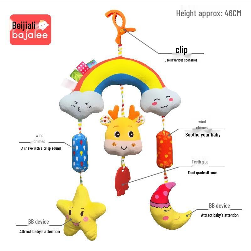 Beijiali Rainbow Stroller Pendant Wind Chime - Educational Newborn Baby Toy (0-1 Year)