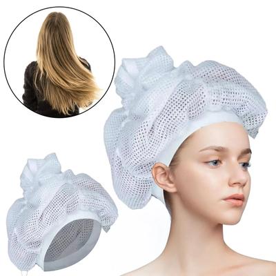 Netz-Plopping-Kappe zum Trocknen von lockigem Haar, Duschhaube, groß, verstellbar, wiederverwendbar, Badekappen für Frauen und Mädchen, geflochtenes langes Haar