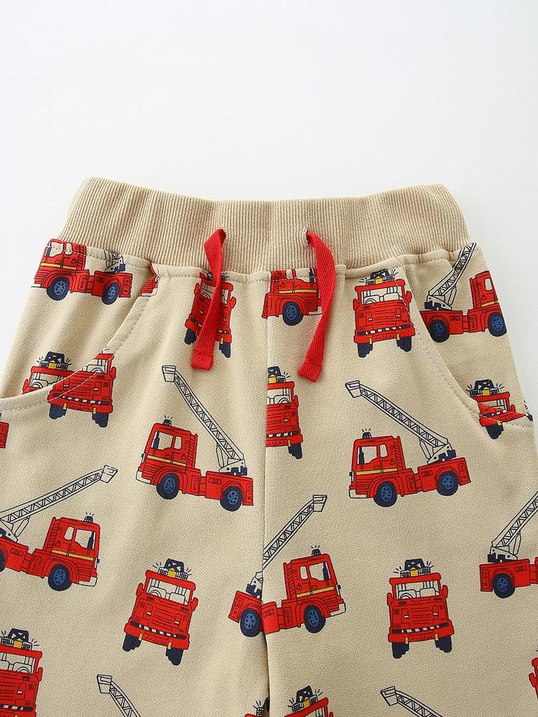 Summer Children's Cartoon Print Shorts & T-Shirt Set - European & American Style, Two-piece.