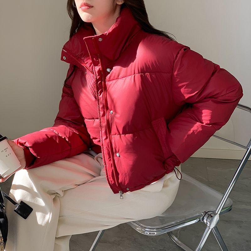 Winter Women Clothes Cropped Jackets Parkas Warm Stand Collar Cold Coat Zipper Puffer Jacket Korean Fashion Cotton-padded Jacket