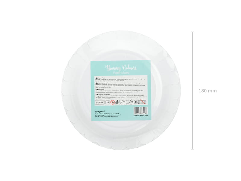 Partydeco Talerzyki Papierowe Miętowy 18 Cm/6 Szt