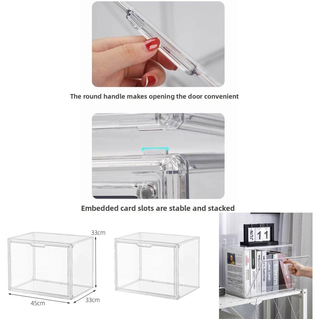 Transparent Plastic Book Storage Box With Lid For Cd Magazine Desktop Organizer