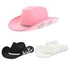Curved Brim Cowboy Hat with Rhinestone Star Pattern for Christmas Banquet Party Cowgirls Hat for Adult Taking Photo