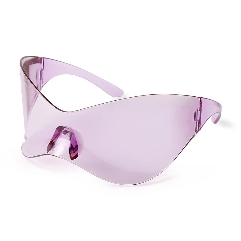 Oversized Sport Punk Sunglasses Wrap Around  Women Sunglasses Silver One Piece Frameless Eyewear Trend Shades Men Sun Glasses