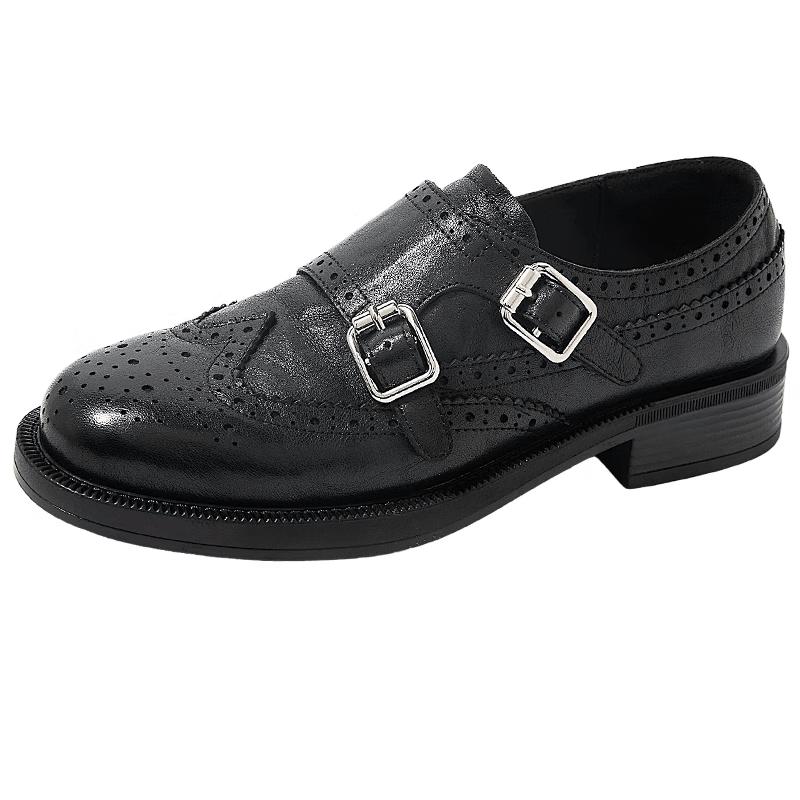 COMELY Women's British Style Genuine Leather Brogue Loafers