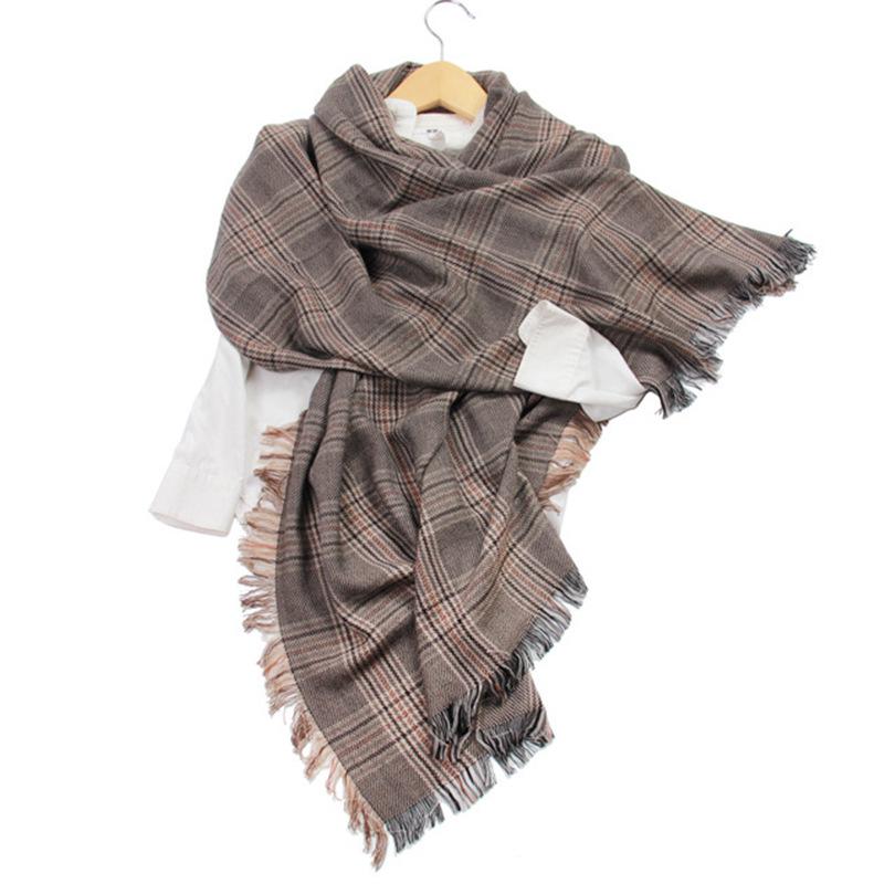 Inner Mongolia Houndstooth Wool Shawl: Dual-Use Long Tassel Scarf for Women - Autumn/Winter Collection.