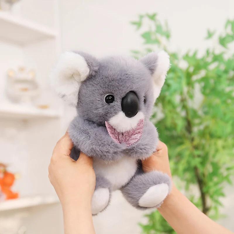 Soft Fluffy Koala Stuffed Animal Cute Gray Plush Doll With Leaf Kawaii Toy For Bedroom Decor Bedside Pillow Birthday Gift