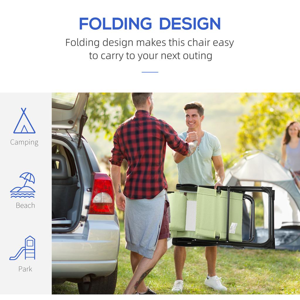 Folding Garden Chairs Set of 2, 5-Position Recliner Camping Chair with High Back, All Weather Texteline Seat