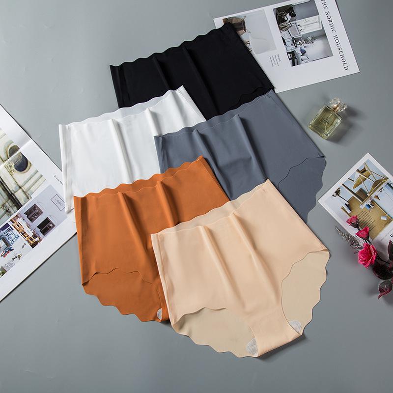 Ice Silk Seamless Ultra-Thin Wavy High Waist Plus Size Women's Breathable Triangle Panties