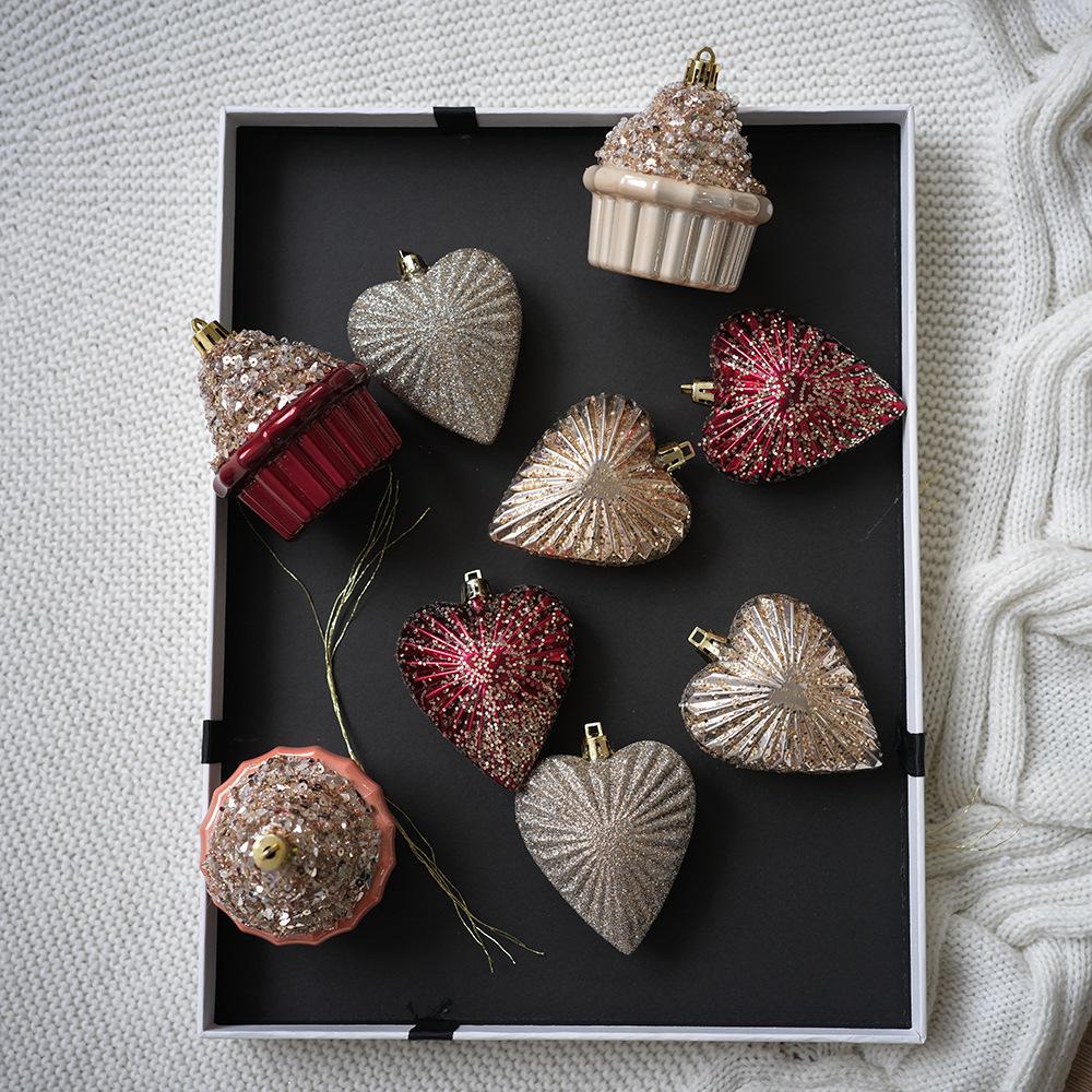 Christmas Tree Pendant, Cake Design, Heart-shaped Decoration, Handmade DIY Pendant, Holiday Decoration, Pendant, Plastic Ball Set