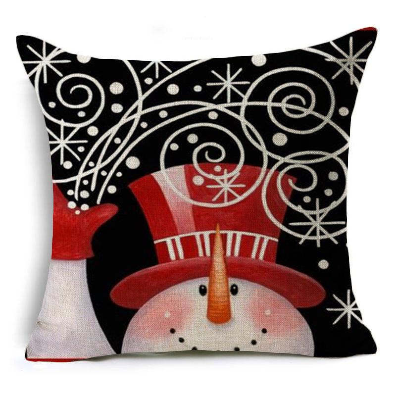 Christmas Merry Christmas Snowman Linen Pillow Case Office Cushion