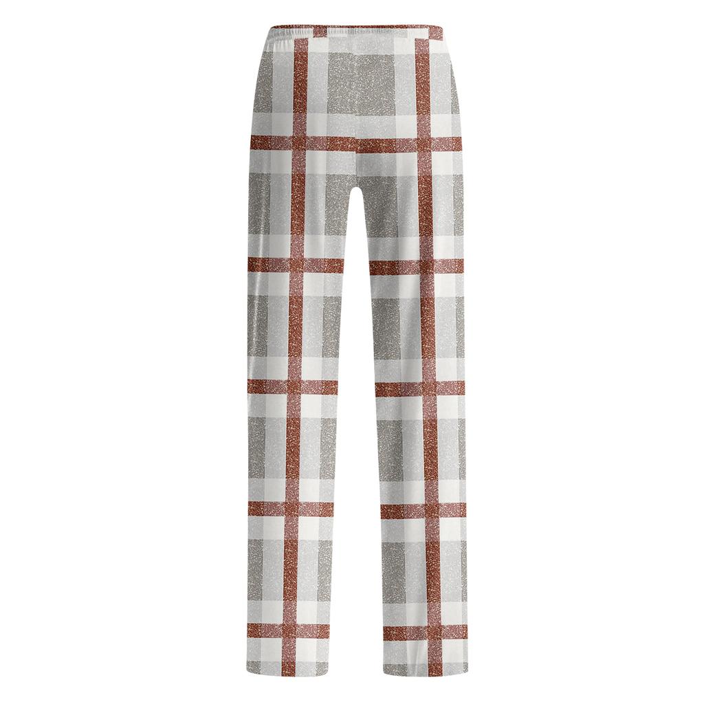 Adult Fashionable Loose Plaid Print Casual Pants/pajamas