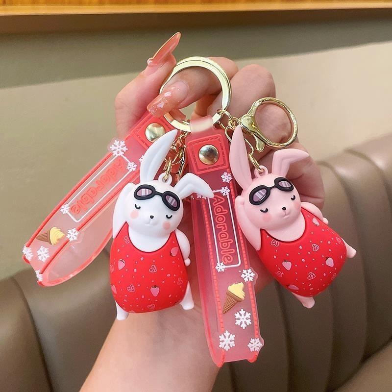 Soft Adorable Rubber Keychain Cute Cartoon Animal Key Ring For Cars Bags And