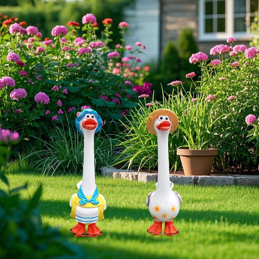 Cute Geese Figurine Resin Duck Sculpture Animal Sculpture Goose Figure  Home Office Desktop Decor