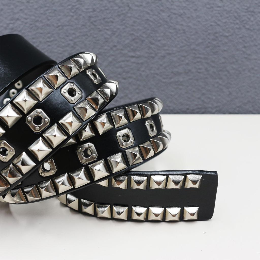 Heavy-Duty Genuine Leather Rivet Belt – Square, Thick, Personalized Design