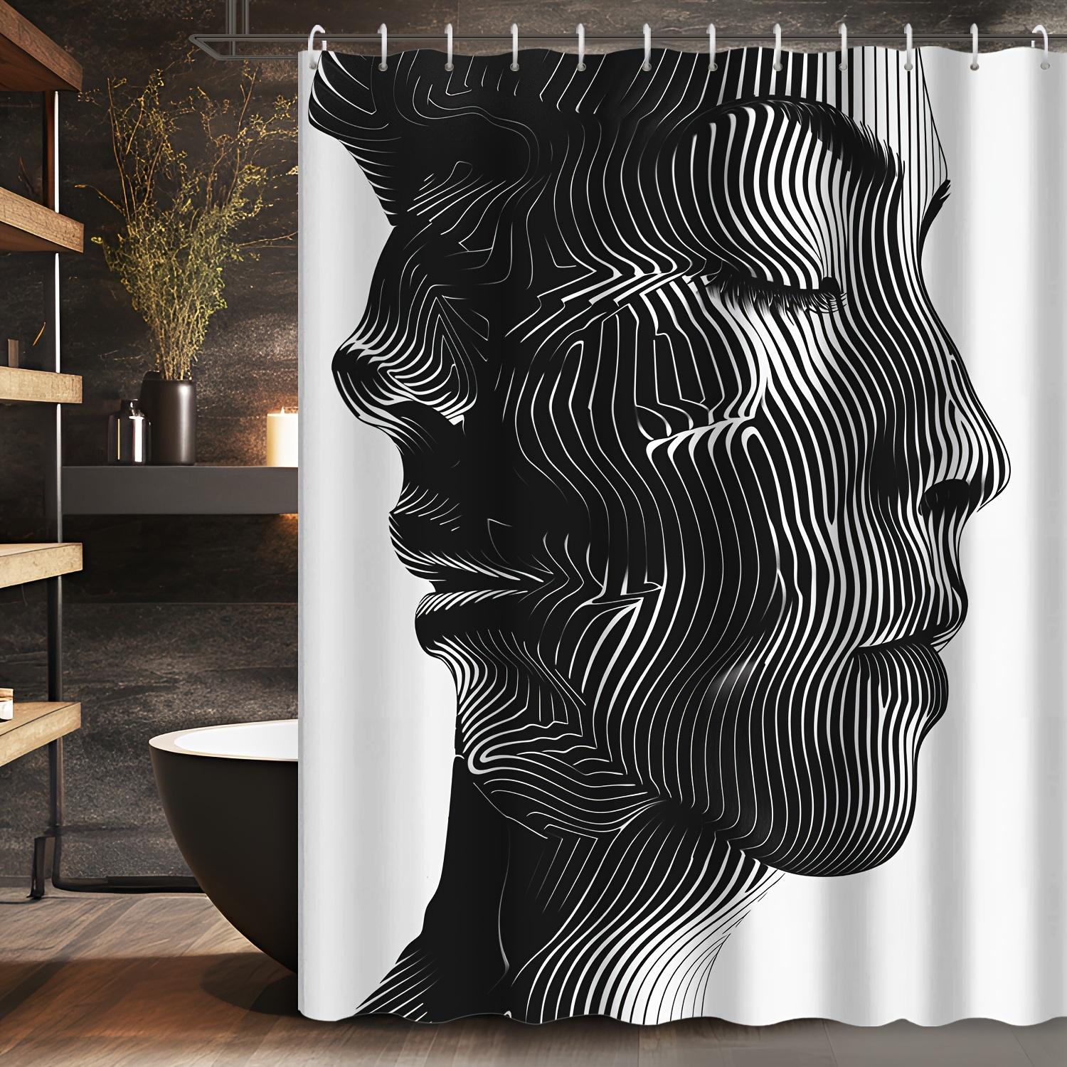 

1Pc Bathroom Shower Curtain - Simple Geometry Abstract Black Hotel Apartment Toilet Shower Curtain Wall Decor W60H190(CM)-1 Pcs