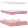 Storage Bed with Mattress Pink 140 X 200 Cm Velvet