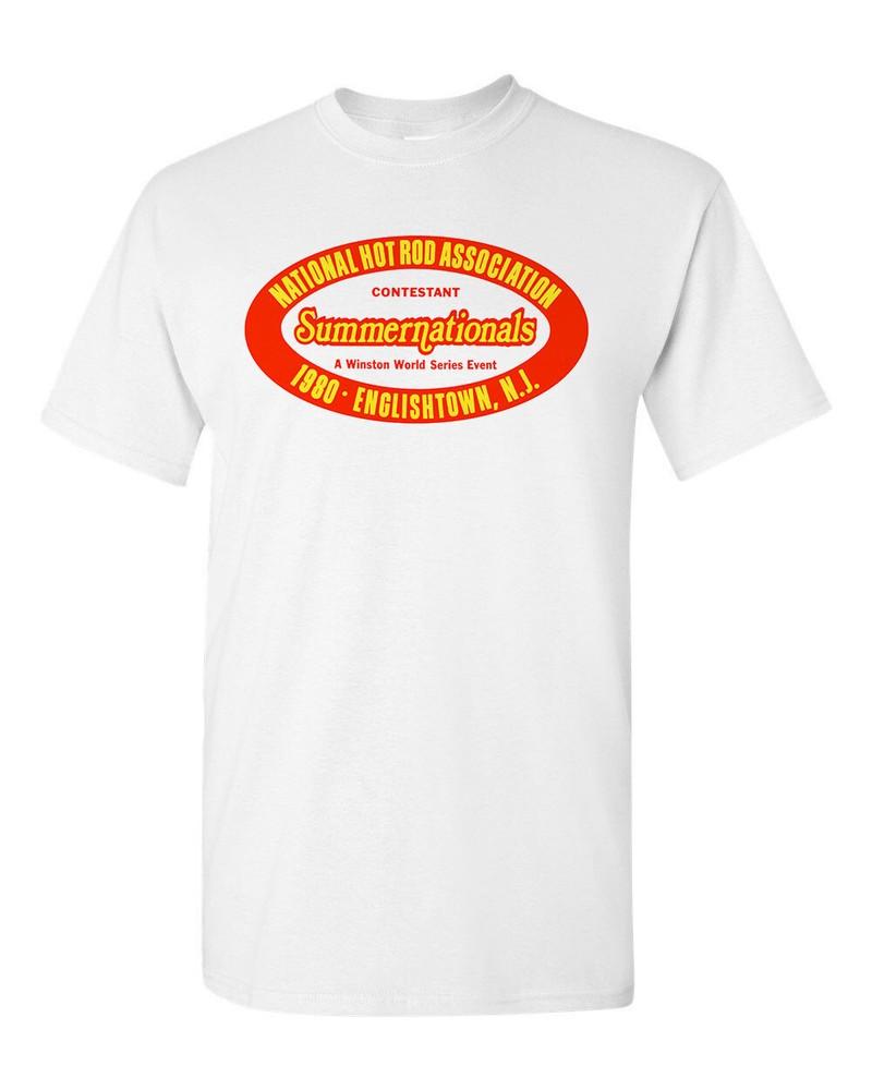 

Men s Hot Rod T-shirt 100% Cotton NHRA Summer Nationals 1980 Drag Race Racing Unisex T-Shirt XXXXL