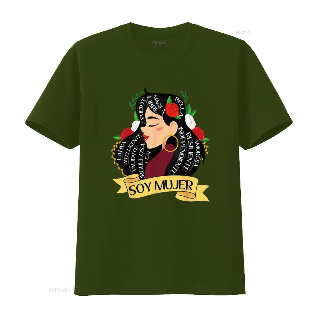 Soy Mujer Latina Fuerte Independiente Chingona T Shirt Black X Large vintage Washed Casual Slightly streetwear Versatile homme