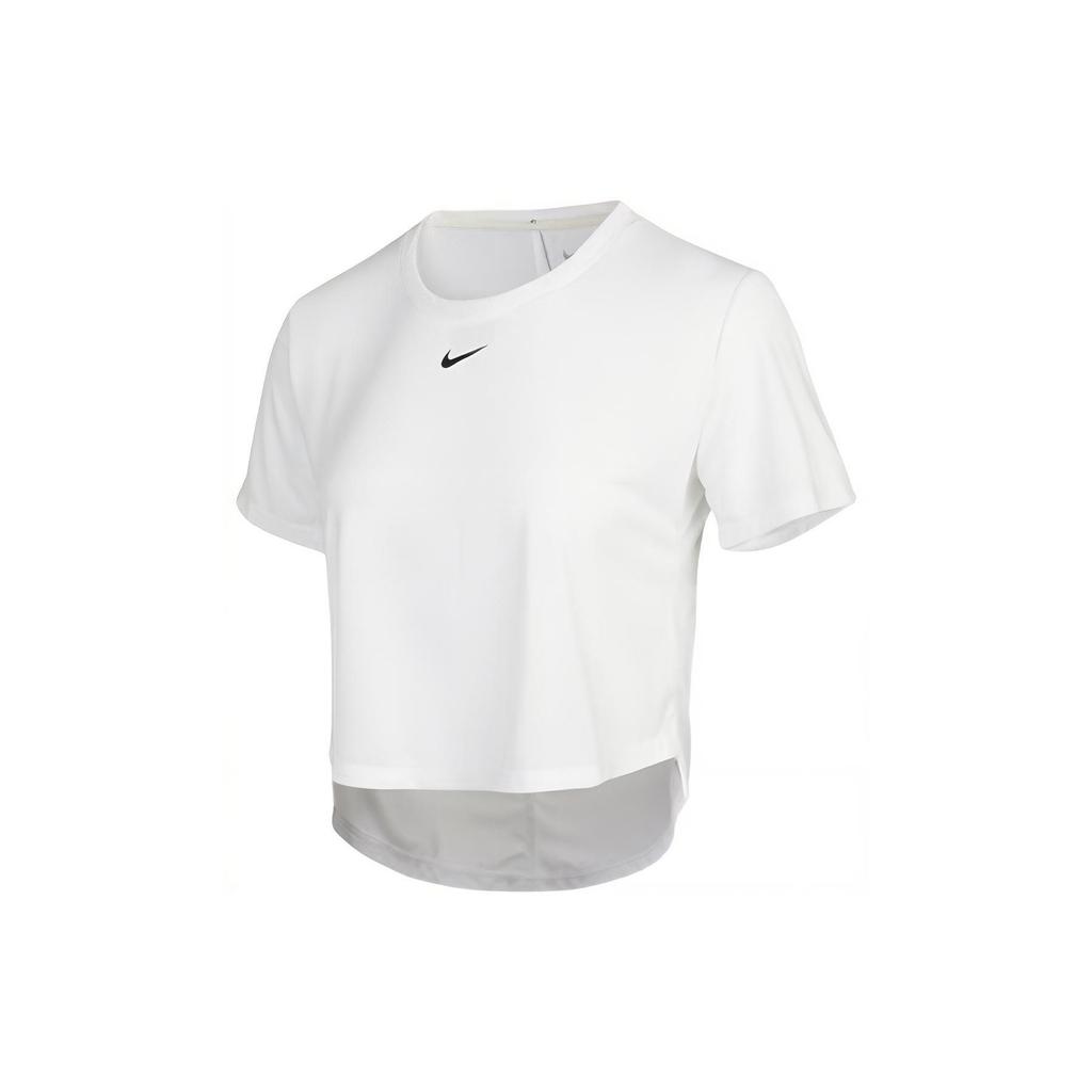 Nike Dri-FIT One Printed Logo Solid Color Short Sleeve T-Shirt Women Tops White DD4955-100
