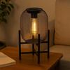Solar Mesh Lantern 13.8' Black Metal Outdoor Light with Edison Bulb, Solar-Powered LED Warm Glow, IP65 Waterproof for Garden, Po